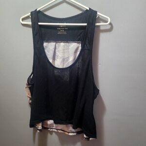 American Eagle Black Floral Backing Tank Top XL